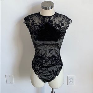 Victoria's Secret | Black Velvet & Lace Bodysuit